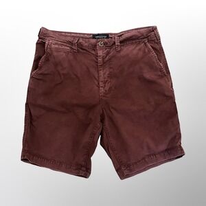 American Eagle Outfitters Chino Shorts Maroon Casual - Men's 33 Inseam 9.5"